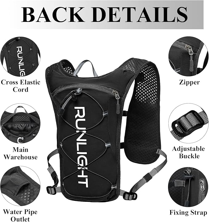 Running Vest for Women Men Lightweight Hydration Backpack Pack with 1.5L Water Bladder Bag Hydro Daypack for Hiking,Trail,Skiing,Camping,Cycling,Race,Marathon