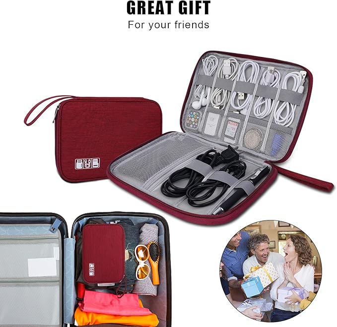 Electronic Organizer Travel Universal Cable Organizer Electronics Accessories Bag for Cable, Charger, Phone, USB, SD Card,1Pack