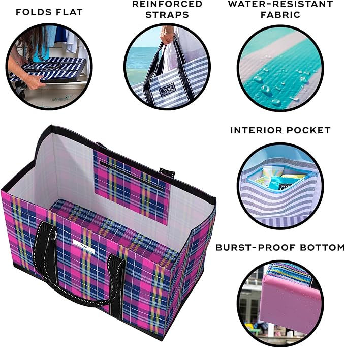 SCOUT Original Deano Tote Large - Durable Lightweight Open Top Beach, Pool & Lake Bag, Inside Zip Pocket, Folds Flat