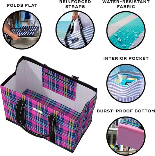 SCOUT Original Deano Tote Large - Durable Lightweight Open Top Beach, Pool & Lake Bag, Inside Zip Pocket, Folds Flat