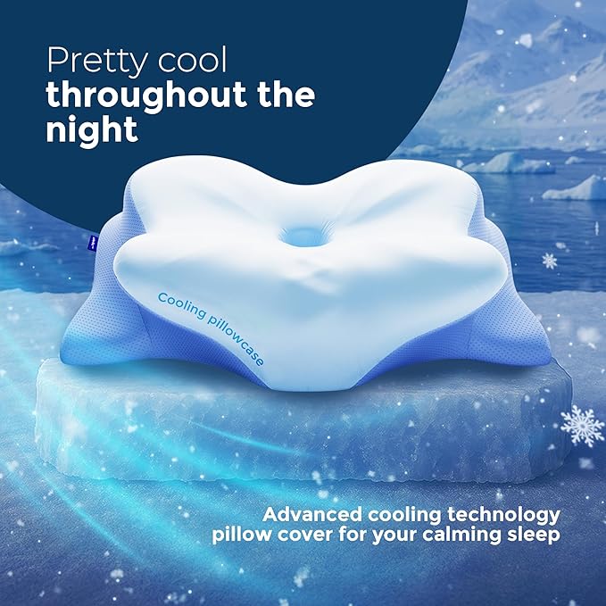 Derila Ergo Pillowcase Cervical Neck Pillow for Sleeping Pillow Case Contour Memory Foam Pillows for Back, Side Sleeper (Pillowcase - 21.25 x 14.17 x 4.72 in) Pillow Case only