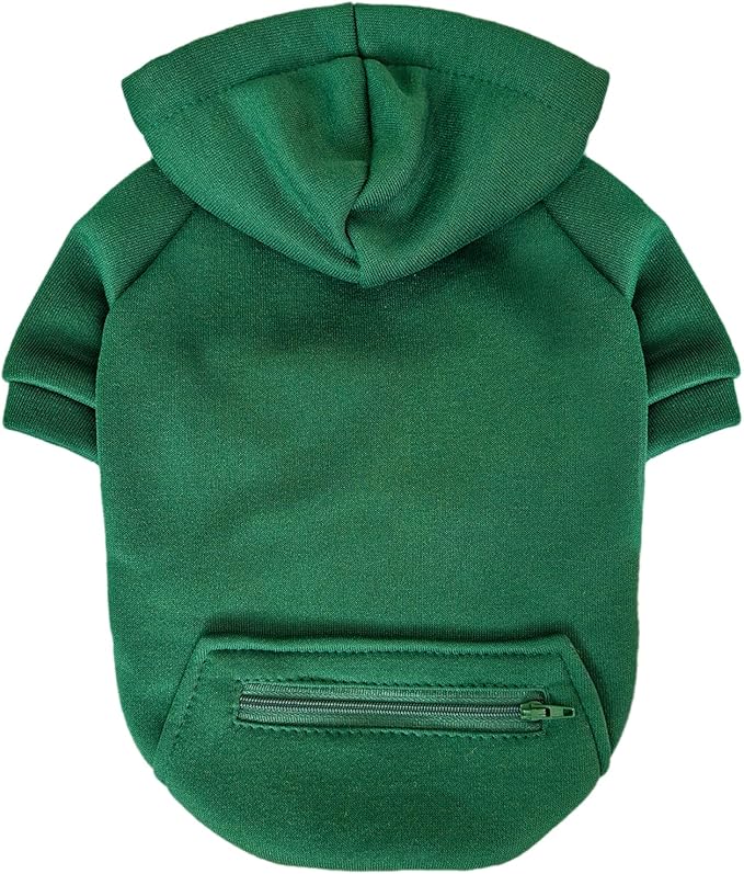 Jecikelon Pet Dog Cold Weather Coat with Pocket Winter Dog Hoodie Warm Puppy Clothes for Small Dogs Chihuahua Clothing (Green, X-Large)