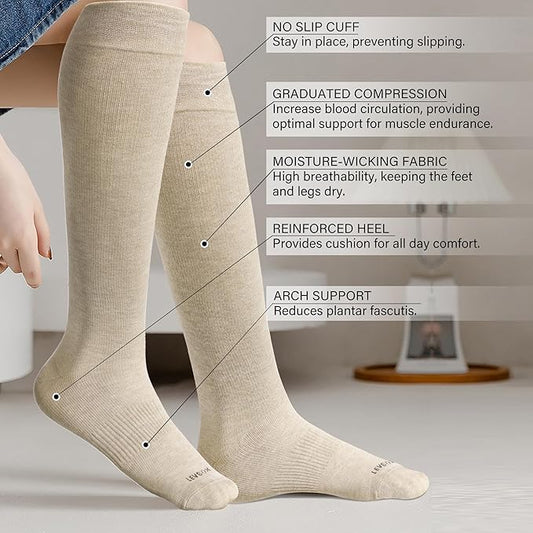 LEVSOX Viscose Made from Bamboo Compression Socks for Pregnant Women 20-30 mmHg Knee High Cute Mens Supports Socks for Travel