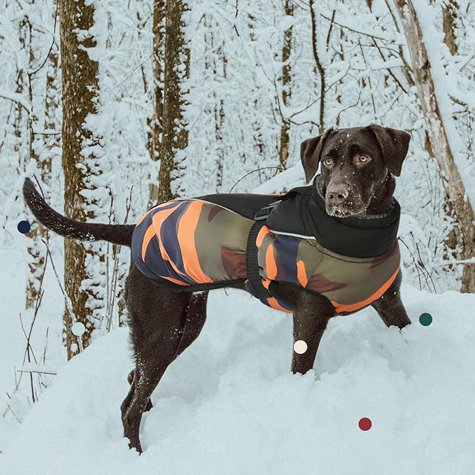 IECOii Extra Warm Coat - Reflective & Adjustable Dog Jacket - Fleece Turtleneck for Cold Weather - Sizes Small to Extra Large