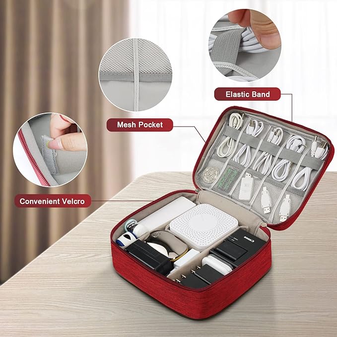 Electronic Organizer Travel Universal Cable Organizer Electronics Accessories Bag for Cable, Charger, Phone, USB, SD Card,1Pack