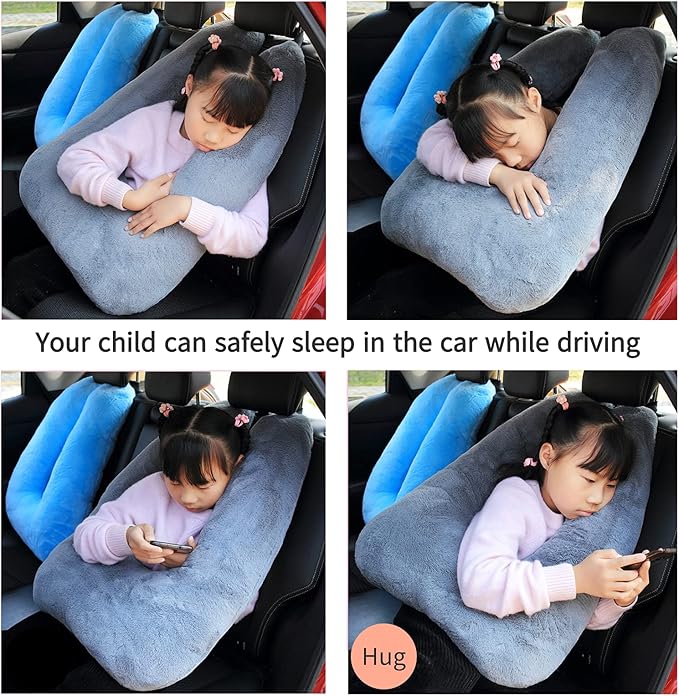 Travel Pillow Car Pillow Kid Car Sleeping The Sleeping Aid for Adults and Kids on Road Trips Kids Travel Pillow Gray