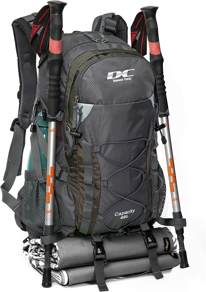 Diamond Candy Waterproof Hiking Backpack for Men and Women, Lightweight Day Pack for Travel Camping
