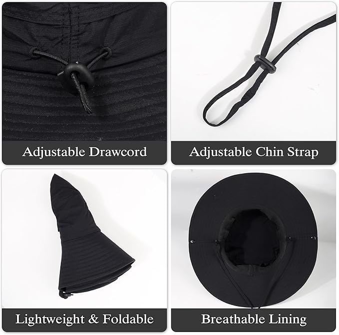 Wide Brim Sun Hats Waterproof Bucket Hat UV Protection Fishing Hat Summer Packable Fisherman Hat for Men and Women