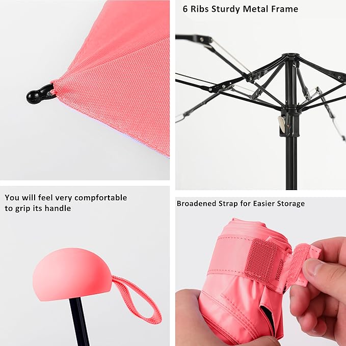 BAODINI Travel Essentials Mini Umbrella for Purse With Case Small Compact UV Sun Protection Lightweight Tiny Pocket Manual Open Close Umbrella for Women Kids and Men Fit Purse Backpack