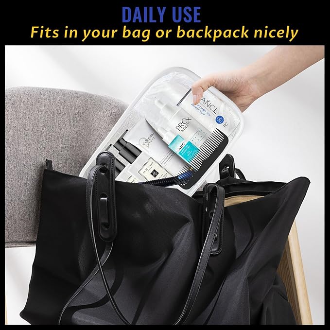 16 Pieces Clear Makeup Bags Bulk, TSA Approved Toiletry Bag for Travel, PVC Waterproof Cosmetic Pouches Clear Pouch with Zipper for Men and Women Carry-on Travel Essentials Cosmetic Bags (White-M)