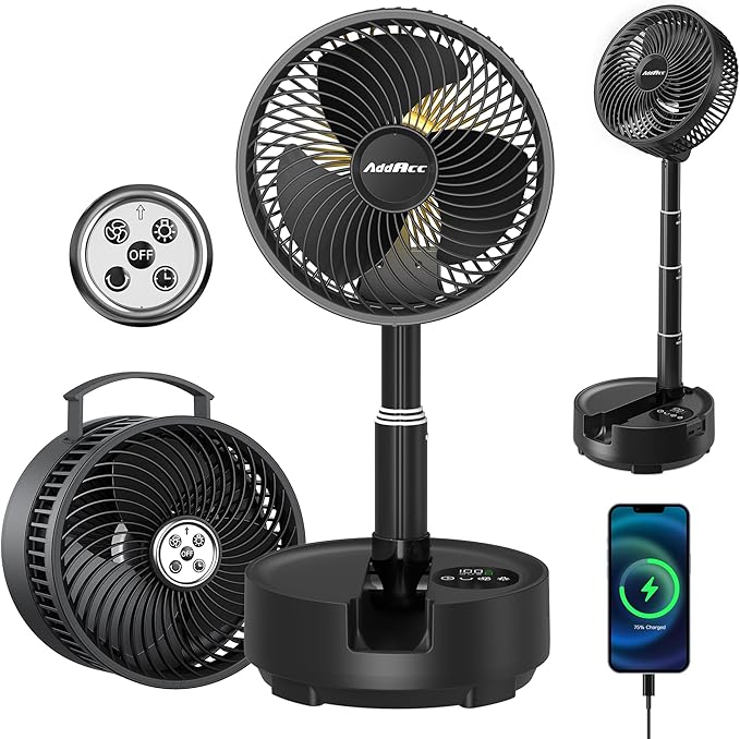 20000mAh Battery Operated Fan, Rechargeable Portable Fan, 112H Run, 9 Speeds Oscillating with Remote, Battery Powered with Timer & Light for Travel Cruise Essentials RV Outdoor Power Outage