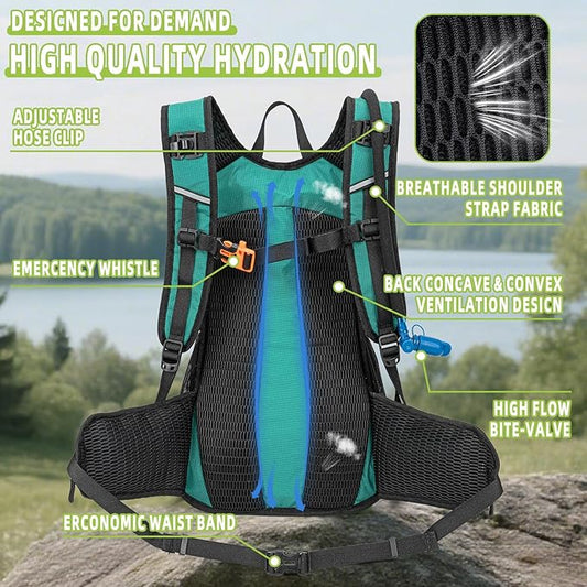 Hydration Backpack, Water Backpack for Hiking with 3L Water Bladder, Insulated Hydration Pack Lightweight Day Hydropack Ideal for Hiking and Cycling, 18L