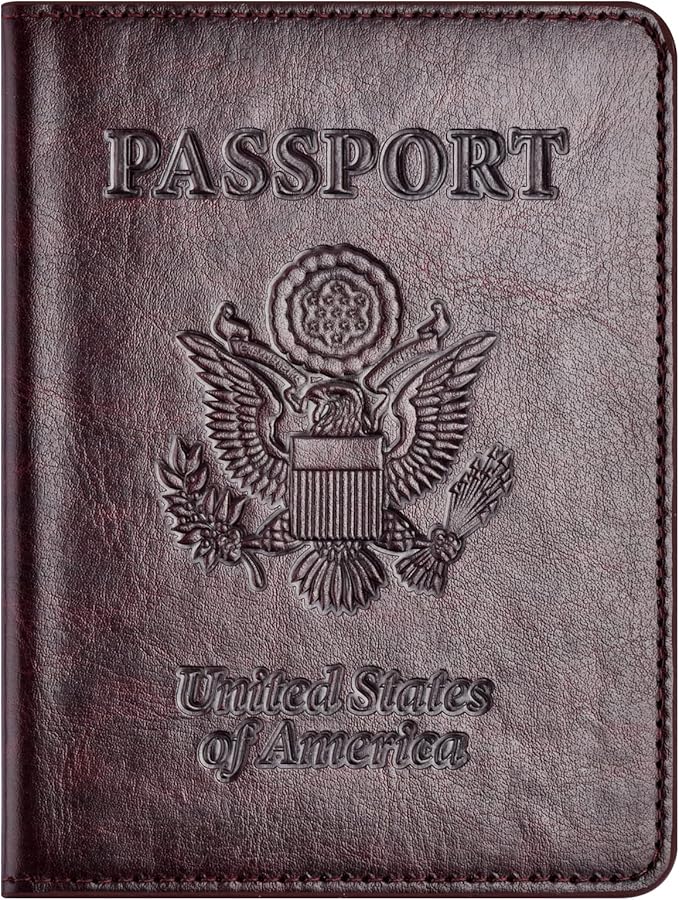 Passport Holder with Vaccine Card Slot Combo, Passport Wallet/ Cover/ Case for Women and Men(BC-Brown)