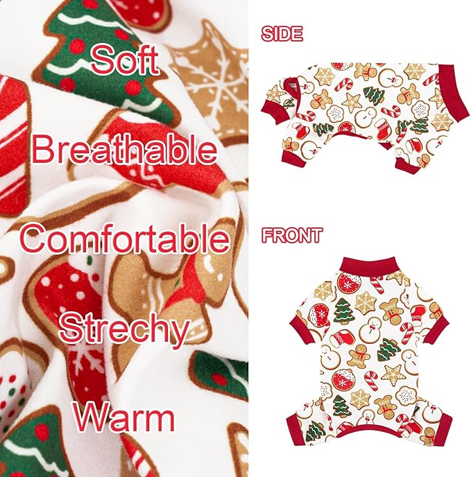 XPUDAC 4 Pack Christmas Dog Pajamas Comfy Dog Clothes for Small Medium Dogs Girl Boy Holiday Pet Outfit Puppy Onesie Cat Pjs Jammies，2XL