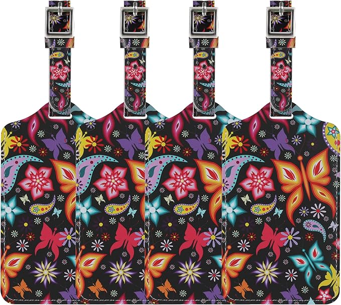 4 Pack Luggage Tag for Suitcases TSA Approved, Leather Suitcase Tags Identifiers, Cute Bag Name Travel Tags ID Labels for Women Men Cruise Airport Luggage Travel Essentials by Sodsay