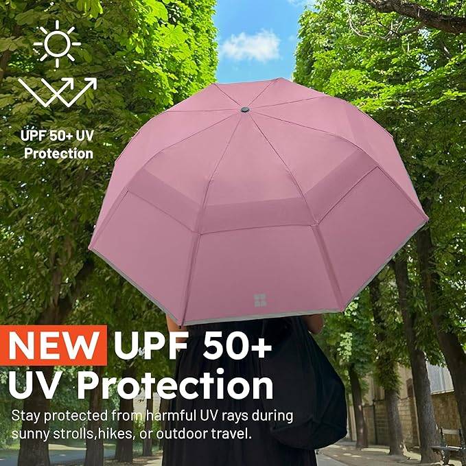 Weatherman Premium Collapsible Travel Umbrella - Windproof, Compact, Easy Auto Open - Resists Up to 55 MPH Winds - Perfect for Rain, Wind, Backpack, Car - Folding Umbrella (Black)