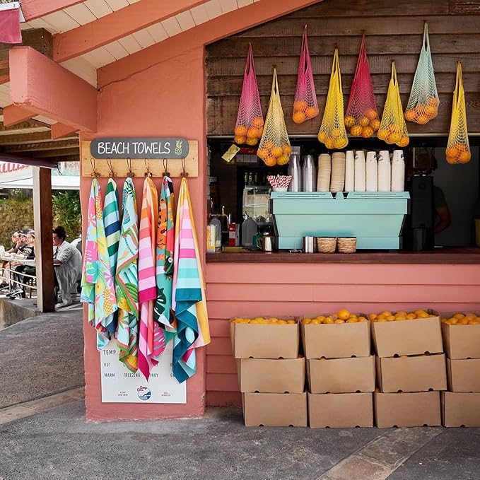 Dock & Bay Beach Towel - Quick Dry, Sand Free - Compact, Lightweight - 100% Recycled - Includes Bag - Aloha Glow - Extra Large (200x90cm, 78x35)