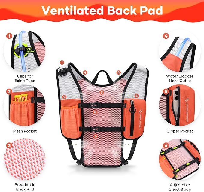 Maelstrom Running Hydration Vest, Hiking Backpack with 2L Water Bladder for Cycling Rave for Men Women