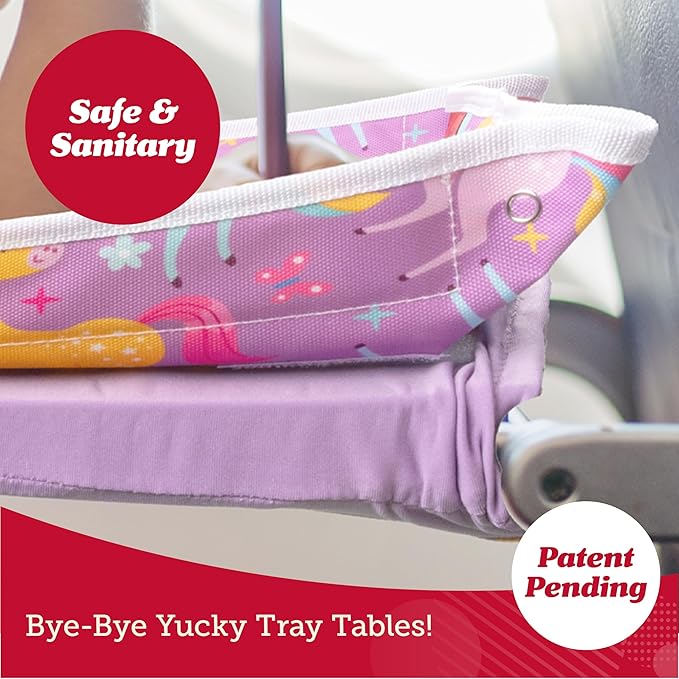 Lusso Gear Kids Airplane Tray Table Cover - Storage Pockets for Toddler Toys & Snacks - Kids Travel Essentials & Organizer - Portable Fit for Most Airplane Trays - Dinos