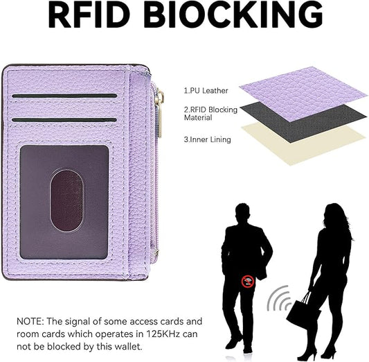 Tipmile Credit Card Holder for Women Slim Minimalist Front Pocket RFID Blocking Wallet Small Compact Card Case with ID Window, Lavender Purple