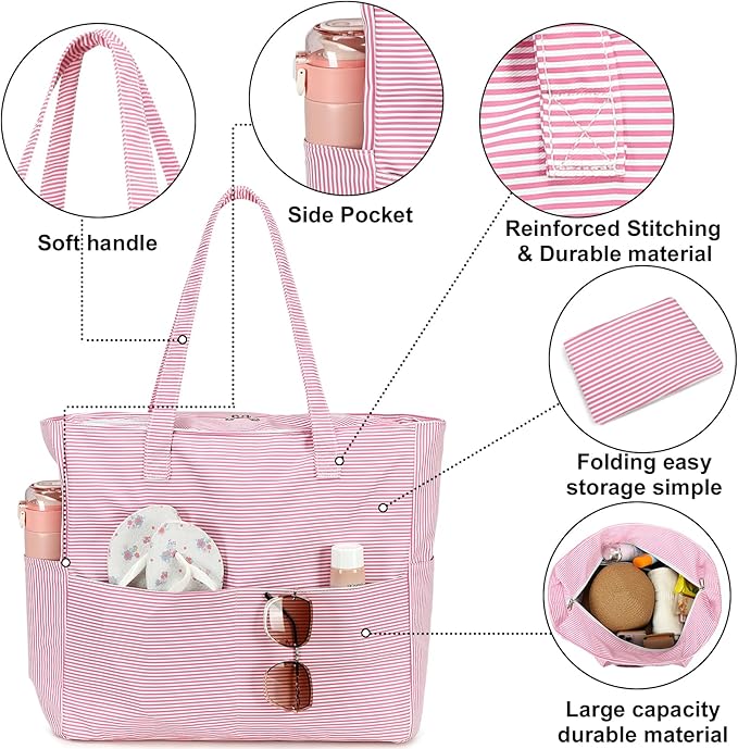 Bluboon Waterproof Beach Tote Pool Bags for Women Ladies Extra Large Carry On Bag With Wet Compartment for Weekender Travel