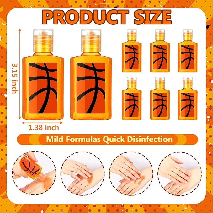 50 Pcs Basketball Mini Hand Sanitizer Bulk Travel Size Small Hand Sanitizer 1 Fl oz for Basketball Party Supplies Team Players Senior Night Sports Birthday Gifts