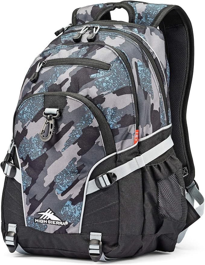 High Sierra Loop Backpack, Travel, or Work Bookbag with tablet sleeve, One Size, Graffiti/Black/Ash