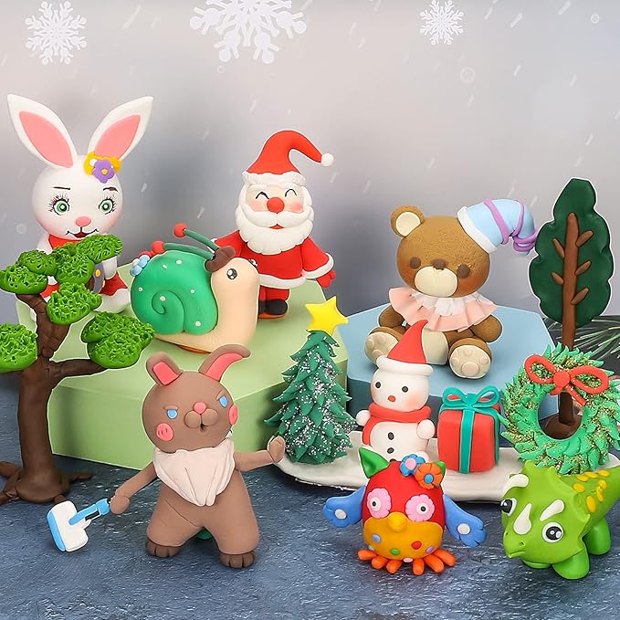 ifergoo Air Dry Clay Kit for Kids - 60 Colors Magic Modeling Clay, Ultra Light, Safe & Non-Toxic, DIY Art & Craft Molding Toy with Tools, Birthday&Christmas Gift for Age 3-12 Years Old Boys Girls