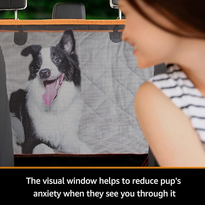 iBuddy Dog Seat Cover for Tesla Model 3 Waterproof Car Seat Protector with Mesh Window Dog Car Hammock Against Dirt and Fur Anti-Scratch Nonslip Machine Washable Back Seat Cover for Model Y