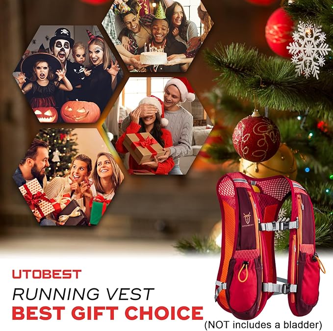 Running Vest, 5L Hydration Vest Lightweight, Breathable and Sweatproof Running Backpack, Adjustable Running Hydration Vest for Trail Running Marathon Race Jogging Cycling