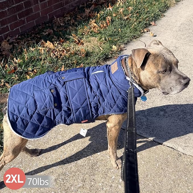KYEESE Dog Coat Soft Dogs Jacket with Pocket Warm Pet Winter Puffer Coat with Leash Hole Waterproof Pets Clothes for Cold Weather Thick Dog Coats for Medium Dogs Windproof Pet Sweater