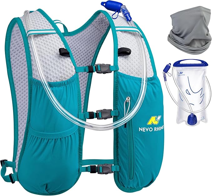 N NEVO RHINO Running Hydration Vest for Women 1.5L Water Bladder Backpack 5L Small -Lightweight Breathable Hydration Vest for Hiking Trail Running Cycling Marathon for Women