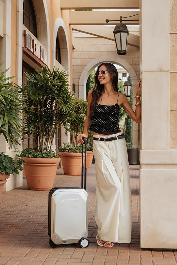 AOTOS Rideable Electric Luggage – 22" App-Controlled Ride-On Carry-On with Inline Skate Wheels, TSA-Approved Hardshell, Zipperless Design (22x14x9 Inches)