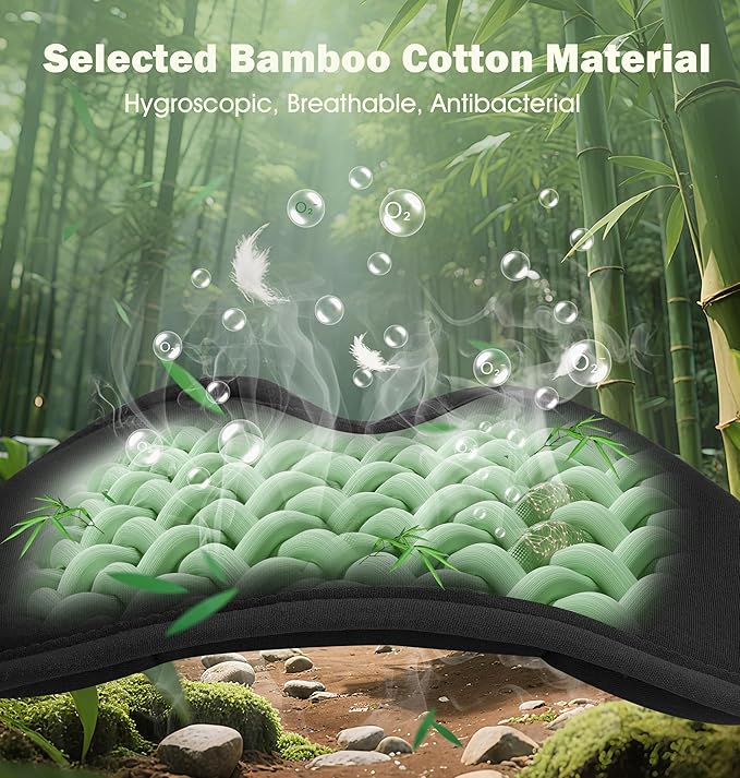 3D Bamboo Cotton Sleep Mask with Headphones Bluetooth 5.4, LC-dolida 2025 New Bluetooth Sleep Mask Headphones for Side Sleepers Women Men, Sustainable Luxury for Better Sleep