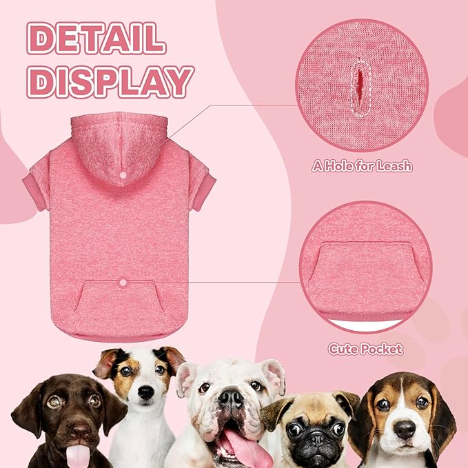 Dog Sweaters for Large Dogs,Dog Hoodie Fleece Pet Sweater Soft Clothes Sweatshirt with Pocket Pet Hoodie for Large Dogs(Pink&L)