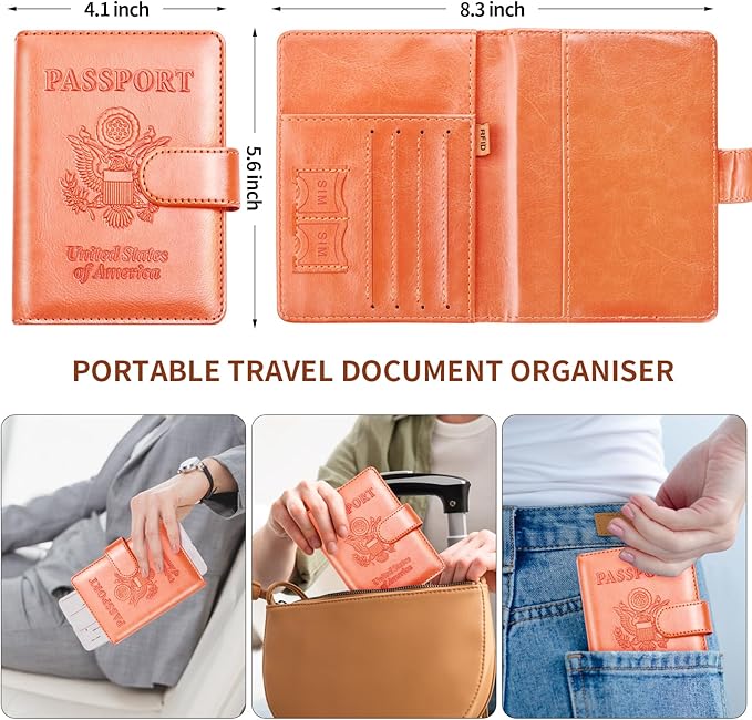 Herain Passport Holder for Travel Cruise Essentials, 2 Pcs Passport Cover Wallet Case Women Men Family, RFID Passports Book Card Holders Travel Accessorie Gifts Must Haves