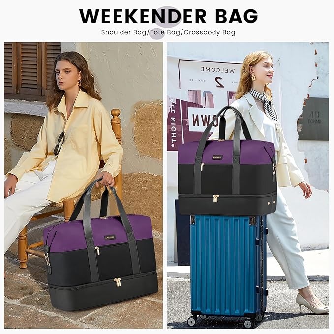 LOVEVOOK Weekender Bag, Large Travel Duffel Bag for Women with 2 Packing Cubes, Carry on Overnight Bag with Shoe Compartment, Mom Hospital Bags for Labor and Delivery