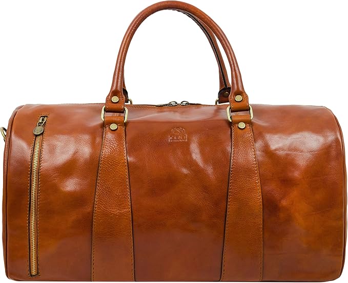 Leather Duffel Bag Weekend Bag Gym Large Travel Bag - Time Resistance