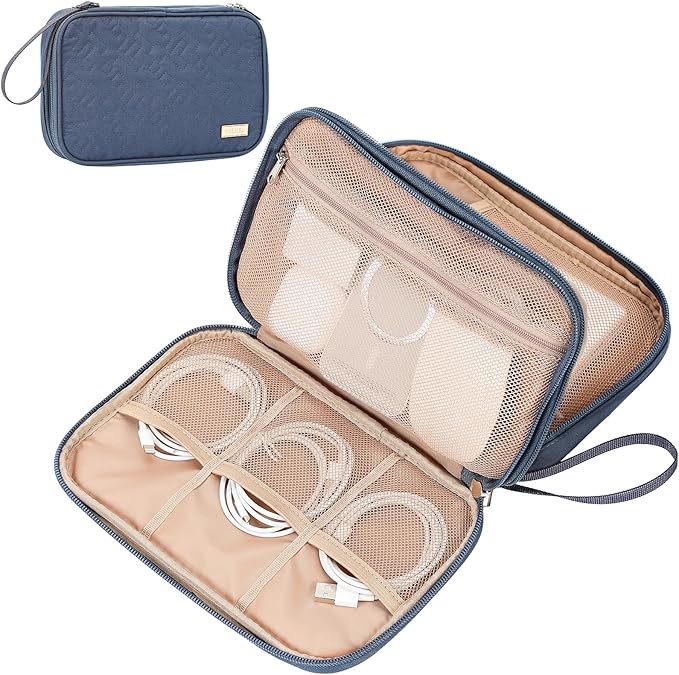 NISHEL Travel Cord Organizer Case, Large, Aegean-Blue