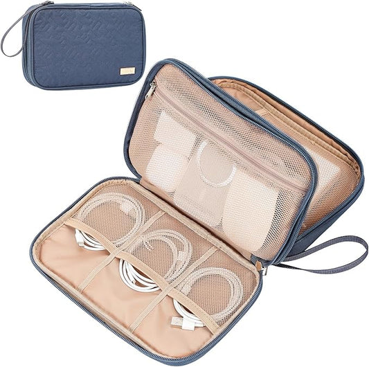 NISHEL Travel Cord Organizer Case, Large, Aegean-Blue