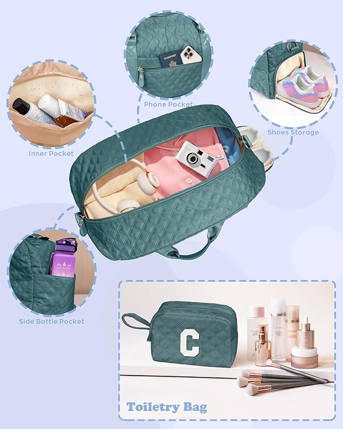 Elilier Personalized Duffle Bag Women Girls Gift: Letter Carry on bags, Dance Cheer bag Sports for Girl, Kid Gymnastics Bags, Birthday Gifts for Women Girls Kids Teens Mom Teacher