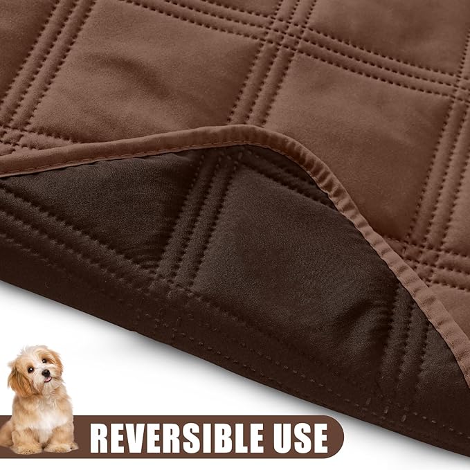 Smiry Waterproof Dog Bed Cover Blanket 40x70, Soft Reversible Pet Blanket, Washable Leakproof Cats Dogs Couch Cover for Sofa, Couch, Furniture, Lattice, Brown/Chocolate
