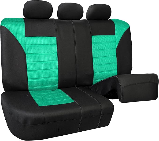 FH Group Automotive Car Seat Covers Rear Set Premium 3D Air Mesh Seat Covers, Airbag Compatible and Split Bench Cover Universal Fit Interior Accessories for Cars Trucks and SUVs - Mint