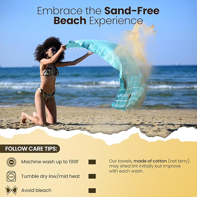 Gold CASE Turkish Beach Towel Set of 6 – 100% Cotton Large Turkish Bath Towels 70 x 38'' – OLYMPOS Oversized, Quick Dry & Sand Free Beach Towel – Lightweight Towels Set - Black