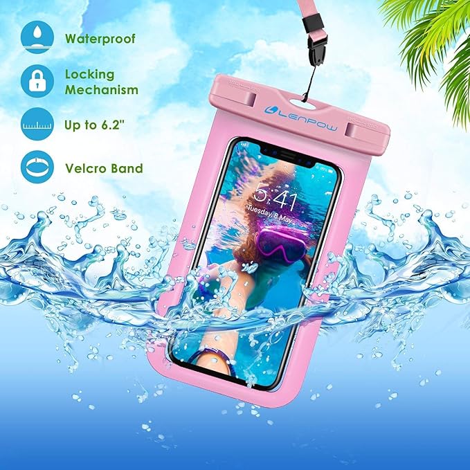 GLBSUNION Universal Waterproof Phone Pouch, 4-Pack IPX8 Waterproof Case Underwater Dry Bag Protective Pouch for Pools Beach Kayaking Travel iPhone 17 16 15 14 13 Pro MAX Plus Galaxy up to 7.5"