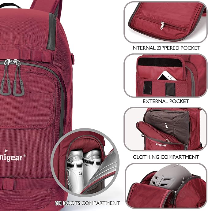 Unigear Ski Boot Bag Backpack for Helmet 50L/70L, Goggles, Gloves, Skis, Snowboard & Accessories