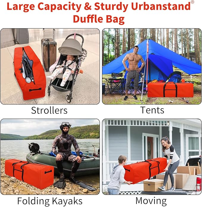 Urbanstand 52 Inch Large Duffle Bag for Travel Camping Sport Equipment Storage Bag with 2-way Lockable Zippers Orange