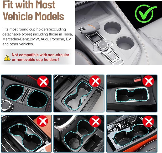 Car Tray Table & Car Desk for Laptop with 2 Risers and Anti-slip Pad, 360° Rotating Cup Holder for Working and Eating Compatible with Tesla Model 3/Y/S/Ensure The Cup Holder is Round/Brown