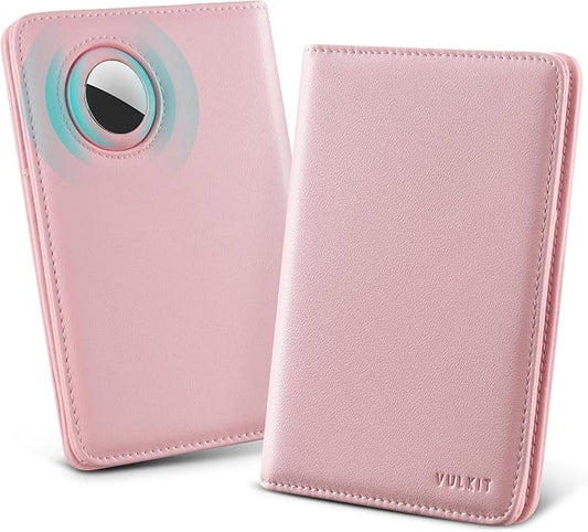 VULKIT Passport Holder with Airtag Slot, Premium Nappa Leather, RFID Blocking Airtag Passport Wallet