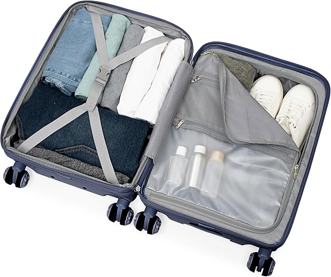 Traveler's Choice Elm Expandable Spinner Luggage Set, Matte Navy, 21" Carry-On